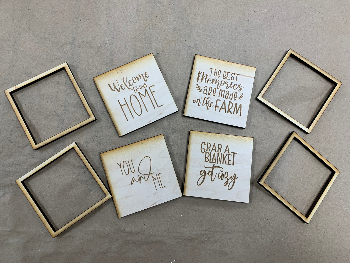 Miniature RECTANGULAR Farmhouse Signs: Set of 6 for Tiered Tray Laser File GLOWFORGE ready