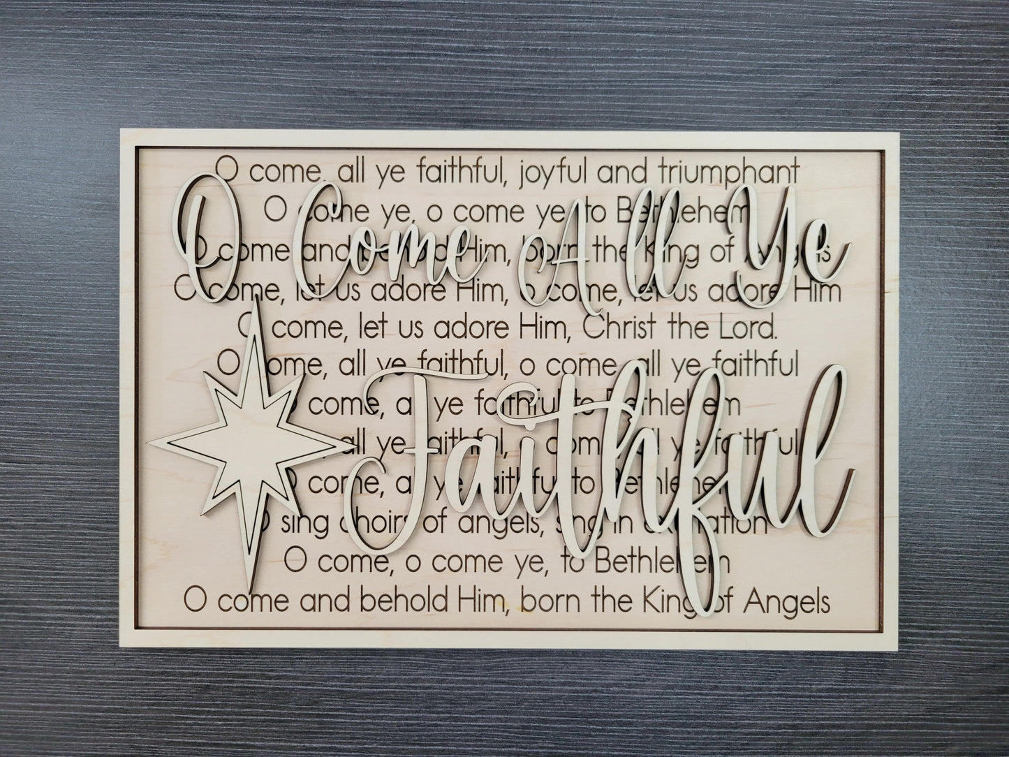 Layered Christmas Carol:O Come All Ye Faithful SVG File Laser Glowforge Ready