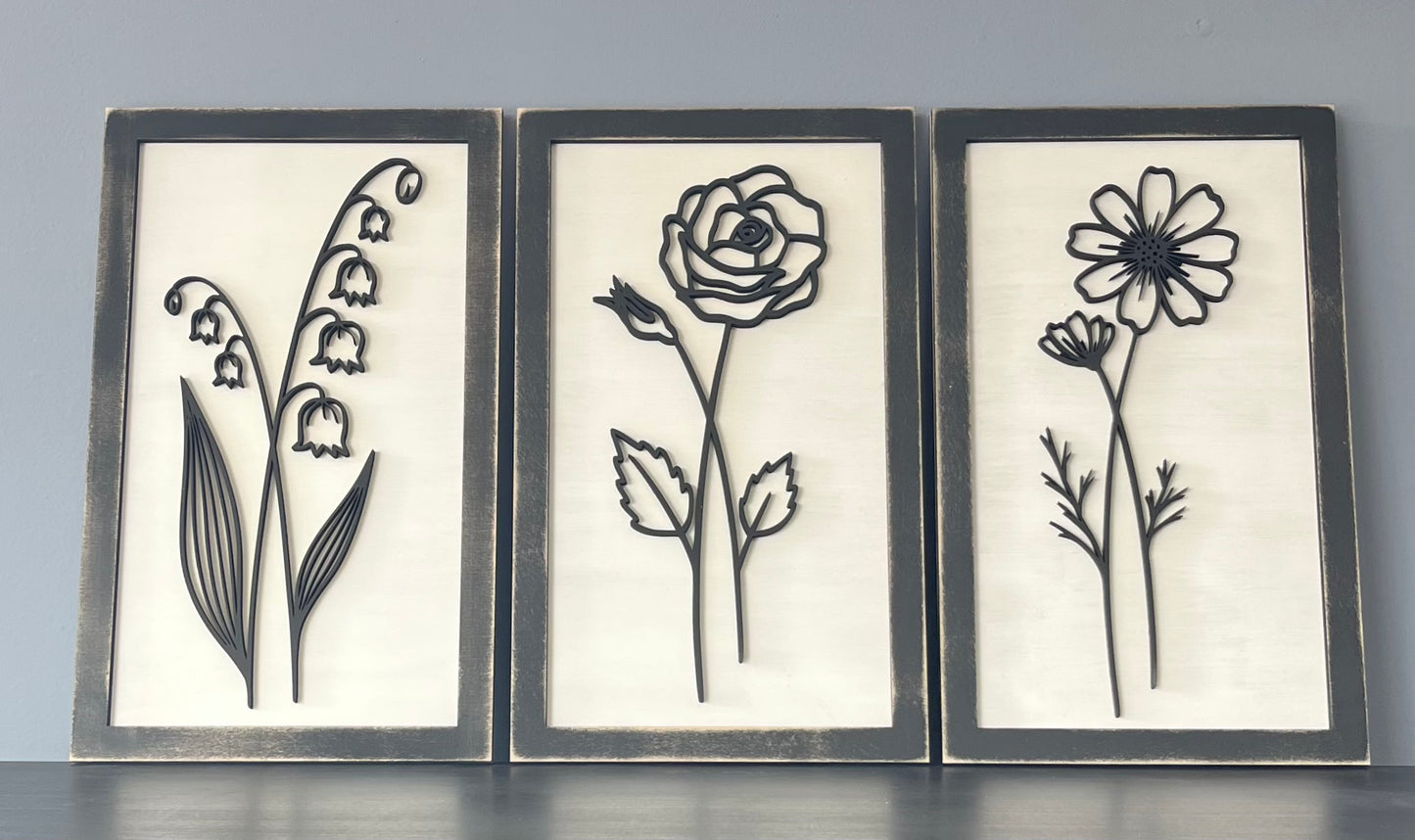 Birth Flower Home Decor DIY Signs