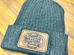 Knit Hat with Custom Leather Patch