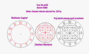SVG File: Barn Quilt Clock (LARGE BED LASER FILE) Laser Ready
