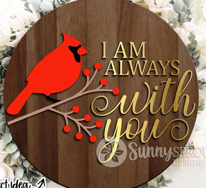Cardinal Door Hanger I am always with you w/ Berry branch