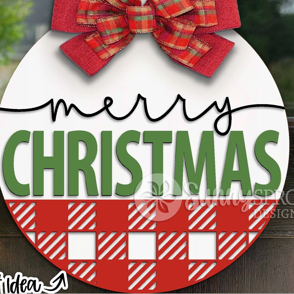 Merry Christmas w/ Plaid Bottom Door Hanger
