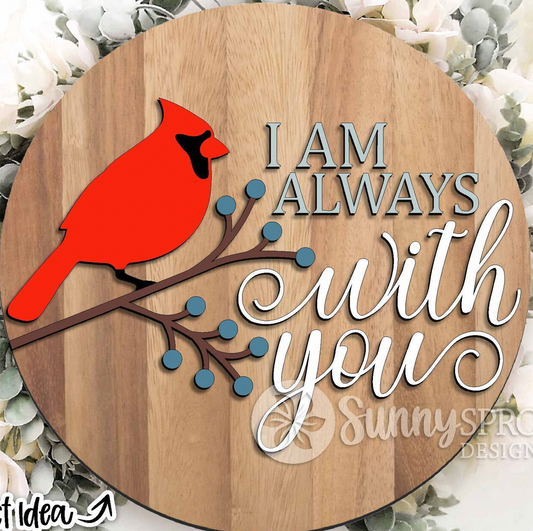 Cardinal Door Hanger I am always with you w/ Berry branch