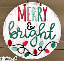 Load image into Gallery viewer, Merry &amp; Bright Door Hanger with Lights