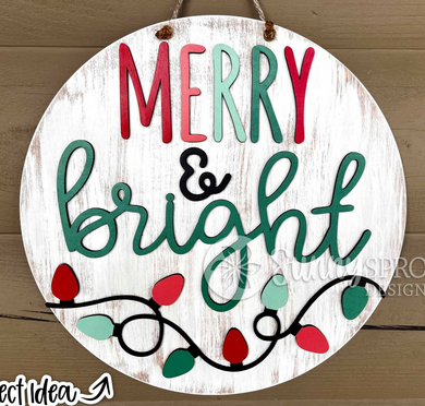 Merry & Bright Door Hanger with Lights