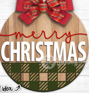 Merry Christmas w/ Plaid Bottom Door Hanger