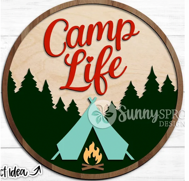 Camp Life Door Hanger w/ Tent