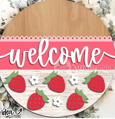 Welcome Strawberries Door Hanger