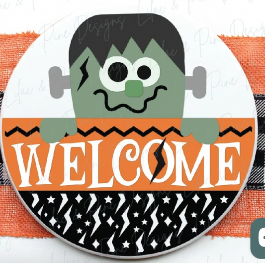 Halloween Welcome Frankie Door Hanger