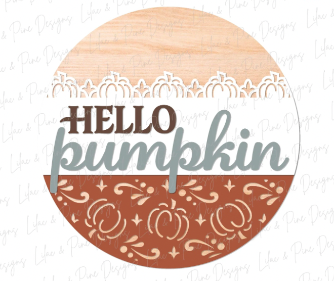 Hello Pumpkin with Pumpkin Lace Trim Door Hanger
