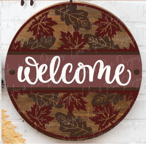 Welcome with Fall Leaves Door Hanger (L & P)