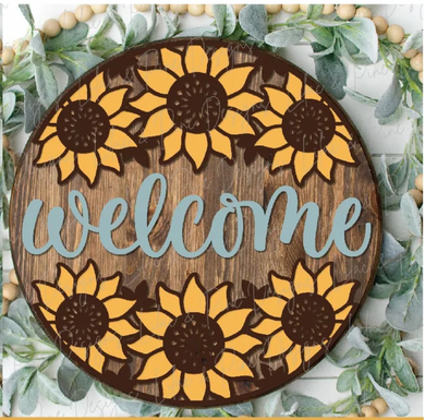 Welcome Sunflower Door Hanger (L & P)