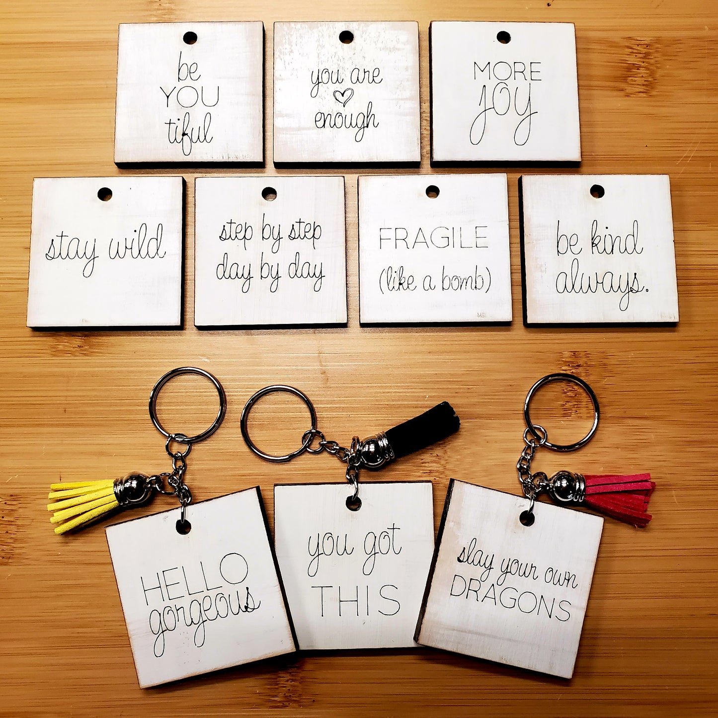Layered Sign and Keychains: Be Kind SVG File Laser Ready Glowforge