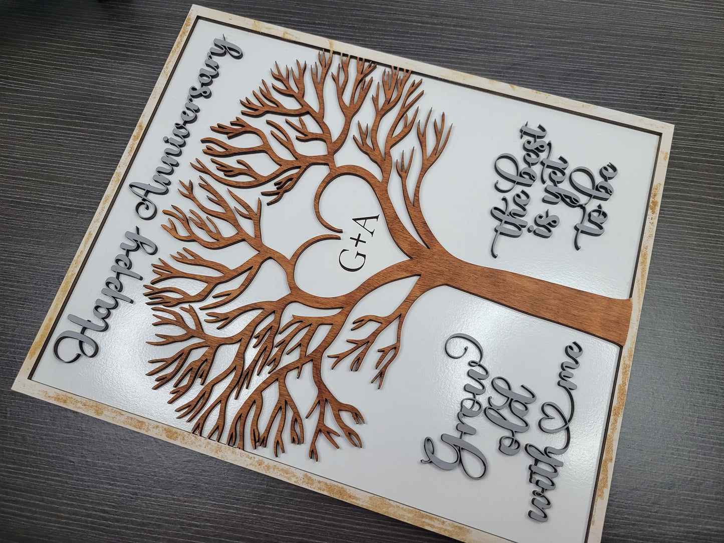Happy Anniversary Tree Grow Old with Me SVG Laser Ready File
