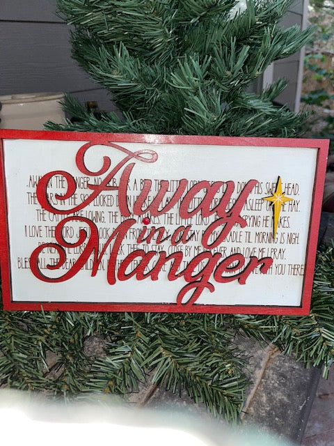 Layered Christmas Carol: Away in a Manger Little Lord Jesus SVG FILE Laser Cut Glowforge