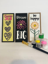Load image into Gallery viewer, Set of 3 Fun Flowers Dream Big Choose Joy Be Happy SVG DIY Kit Laser Ready File GLOWFORGE