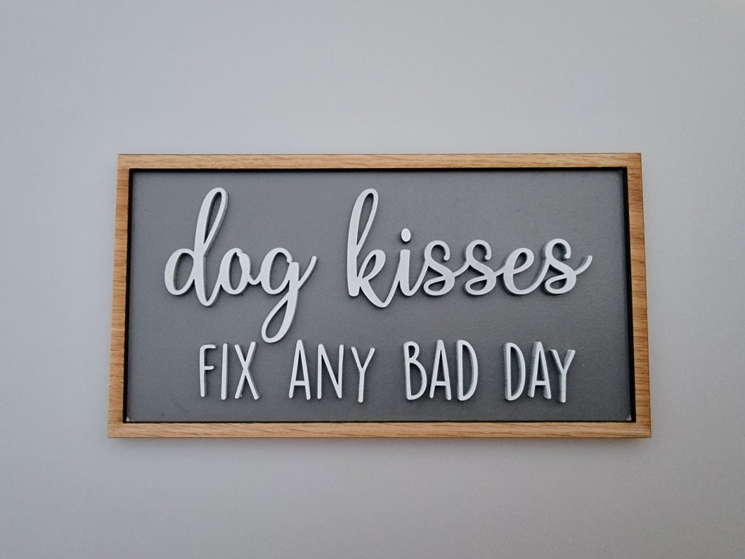 Framed Laser Sign: Dog Kisses SVG Laser Ready File