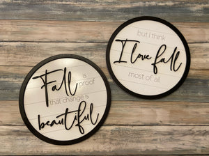 Love Fall Round Sign Duo Shiplap SVG Glowforge Laser Ready File