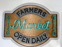 Load image into Gallery viewer, Farmers Market Fresh Produce SVG Layered Sign Glowforge Ready Laser File