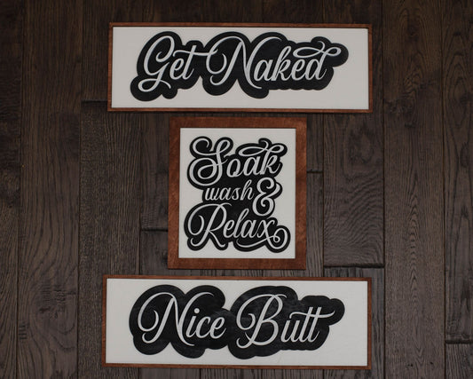 Bathroom Signs: Layered Framed SVG Laser Ready