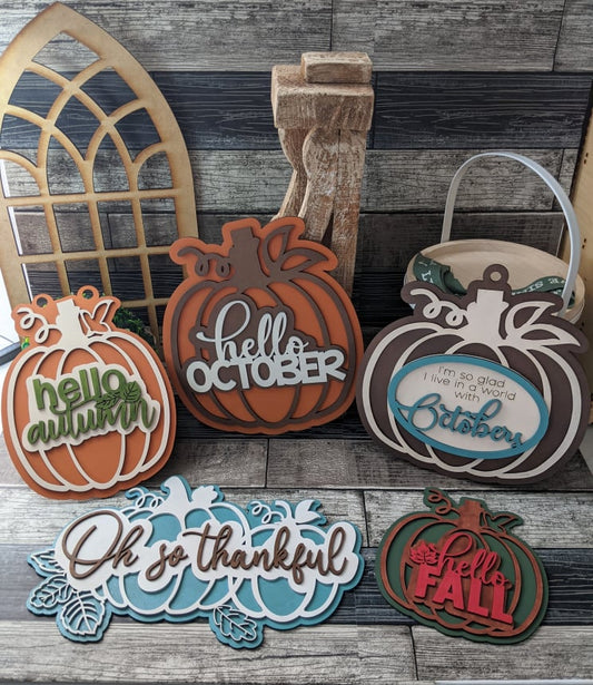 Set of 5 Pumpkin Fall Home Decor