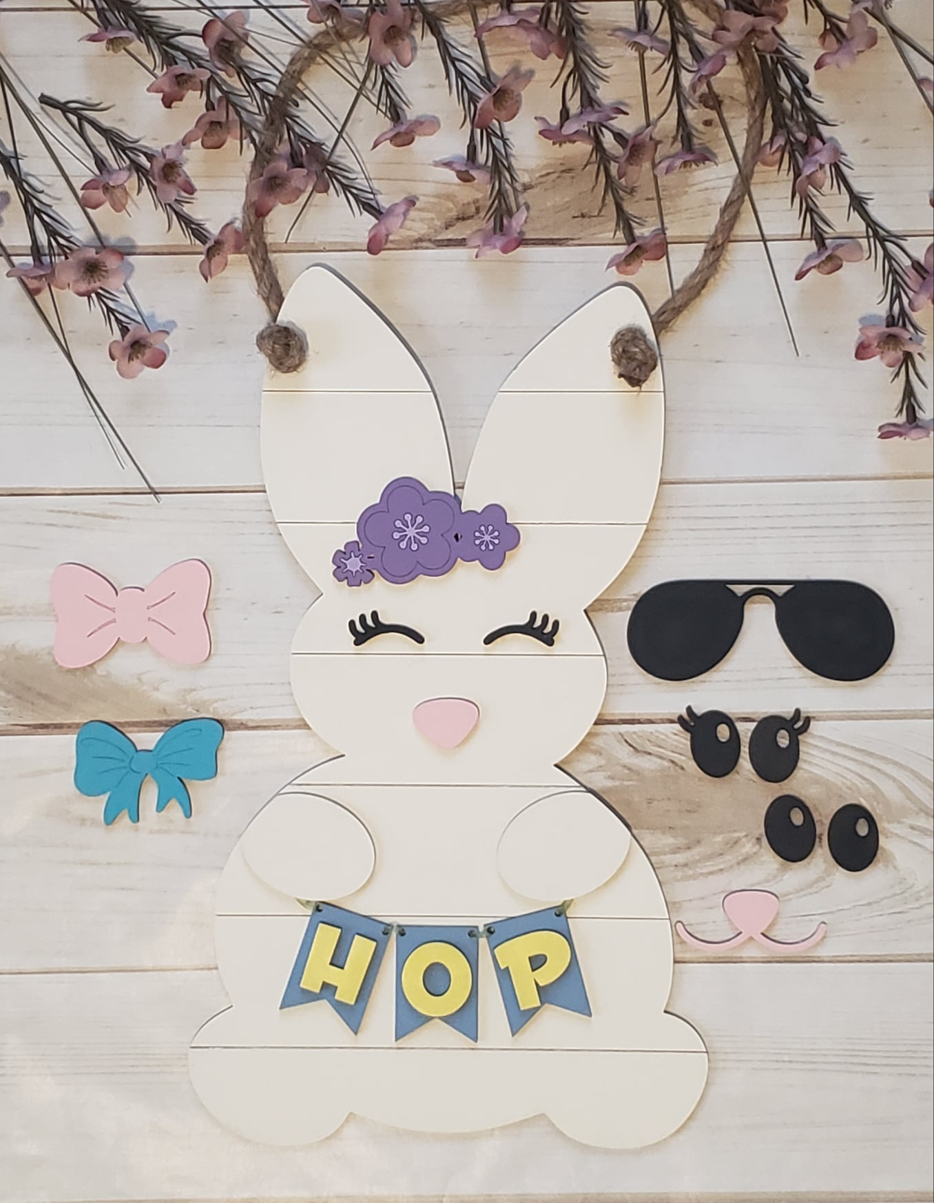 HOP: Easter Bunny Shiplap Bunny Door Hanger