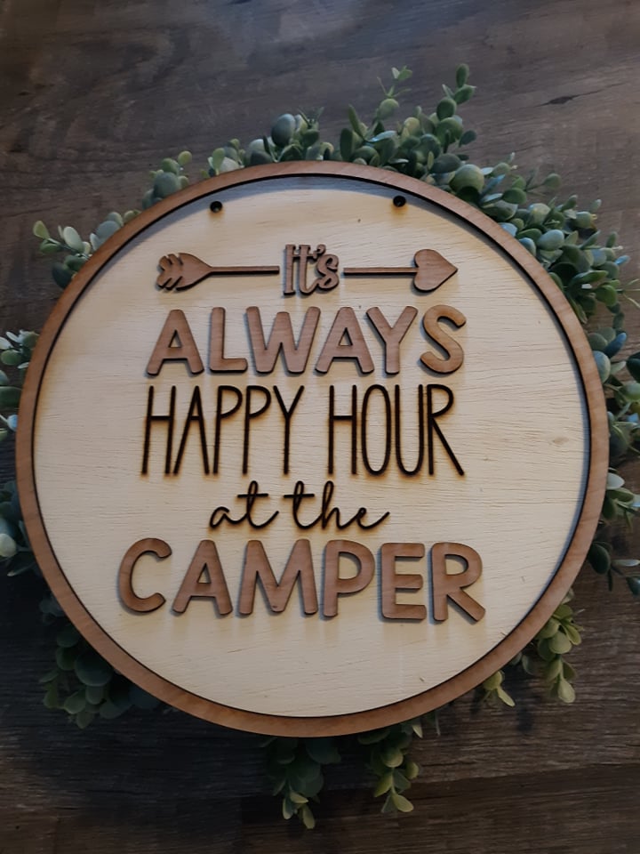 Door Hanger: It's Always Happy Hour at the Camper SVG Laser Ready File
