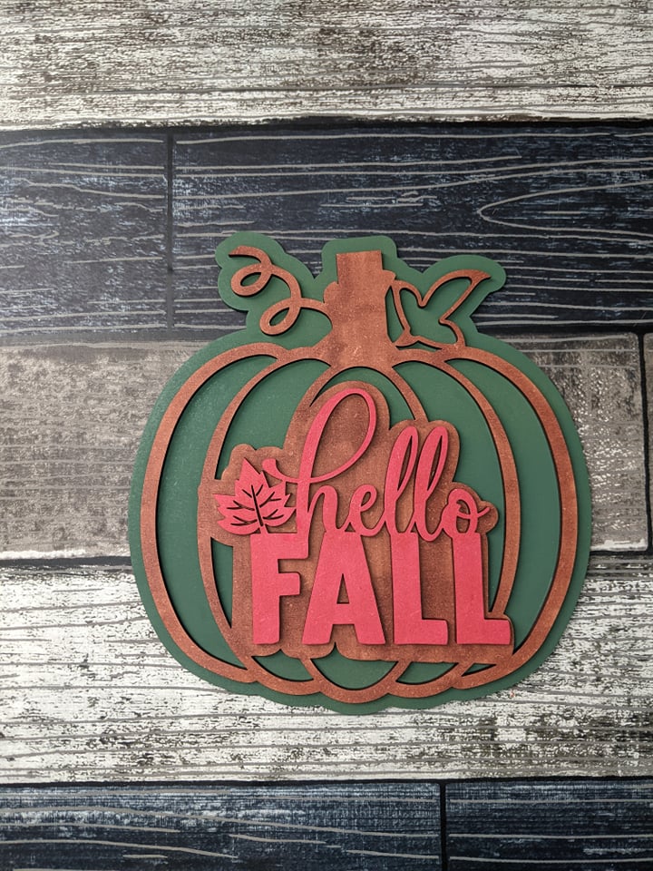 Hello Fall Pumpkin Door Hanger