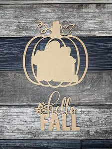 Hello Fall Pumpkin Porch Sign SVG Door Hanger Laser Ready File