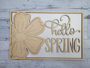 Hello Spring Floral Rectangle  SVG Laser Ready File