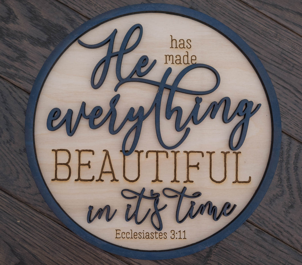 He Makes Everything Beautiful Round SVG Ecclesiastes 3:11 Laser Ready