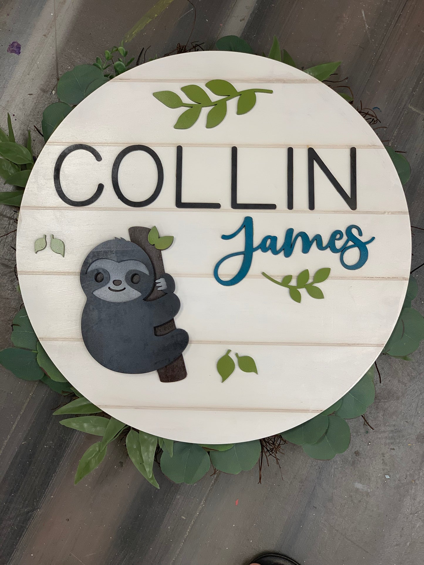 Laser Cut Wood Round Name Sign