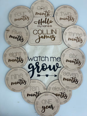 Baby Milestone Markers, Personalized Name Sign Option