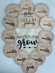 Baby Milestone Markers, Personalized Name Sign Option