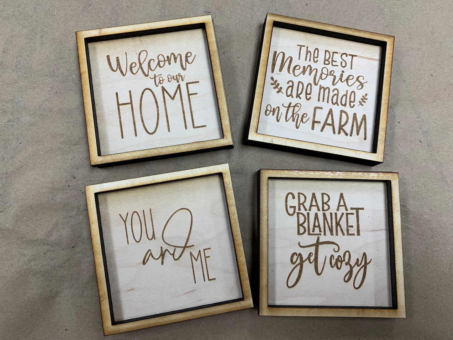 Miniature Farmhouse Signs: Set of 6 for Tiered Tray Laser File GLOWFORGE ready