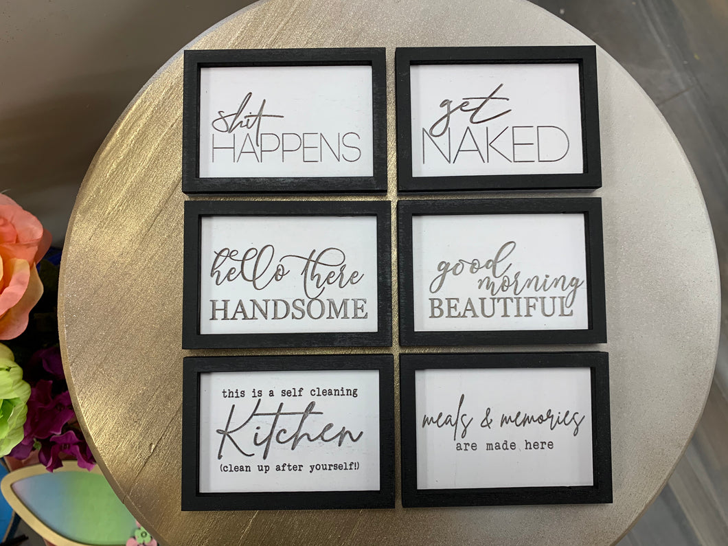 Miniature RECTANGULAR Farmhouse Signs: Set of 6 for Tiered Tray Laser File GLOWFORGE ready