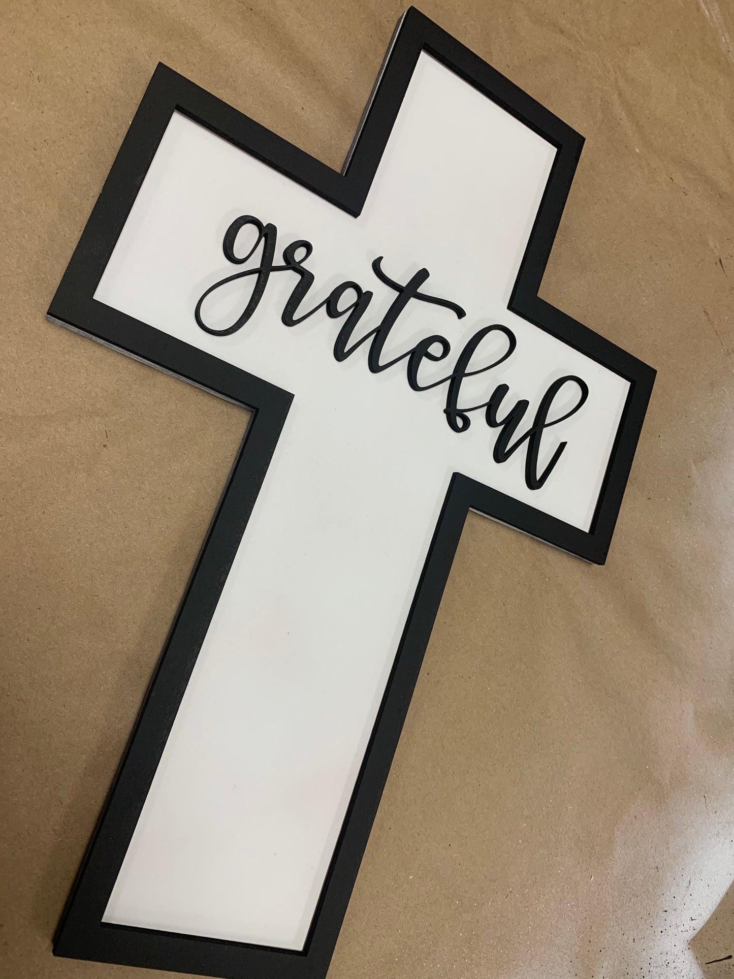 Simple Cross: Thankful Grateful Blessed options SVG File Laser Glowforge Ready