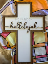 Load image into Gallery viewer, CROSS LAYERED: Hallelujah He is Risen Easter Glowforge Ready Laser FILE