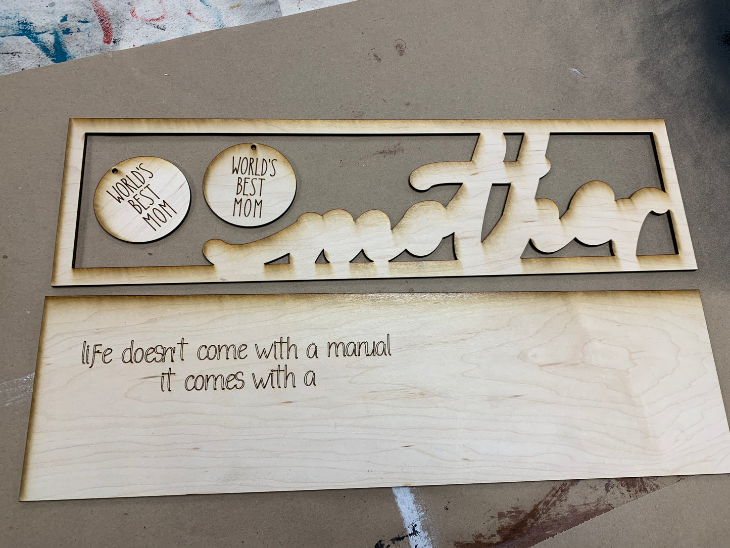 Layered Sign: Mother: Life Instruction Manual SVG File Laser Glowforge