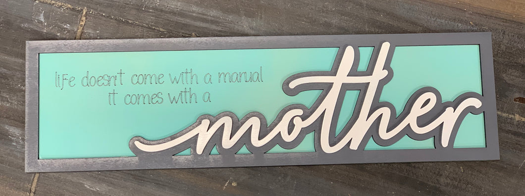 Layered Sign: Mother: Life Instruction Manual SVG File Laser Glowforge