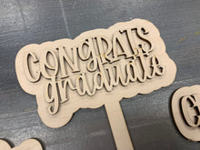 Load image into Gallery viewer, Graduation SVG Mini Signs on Sticks Decorations GLOWFORGE Laser Ready