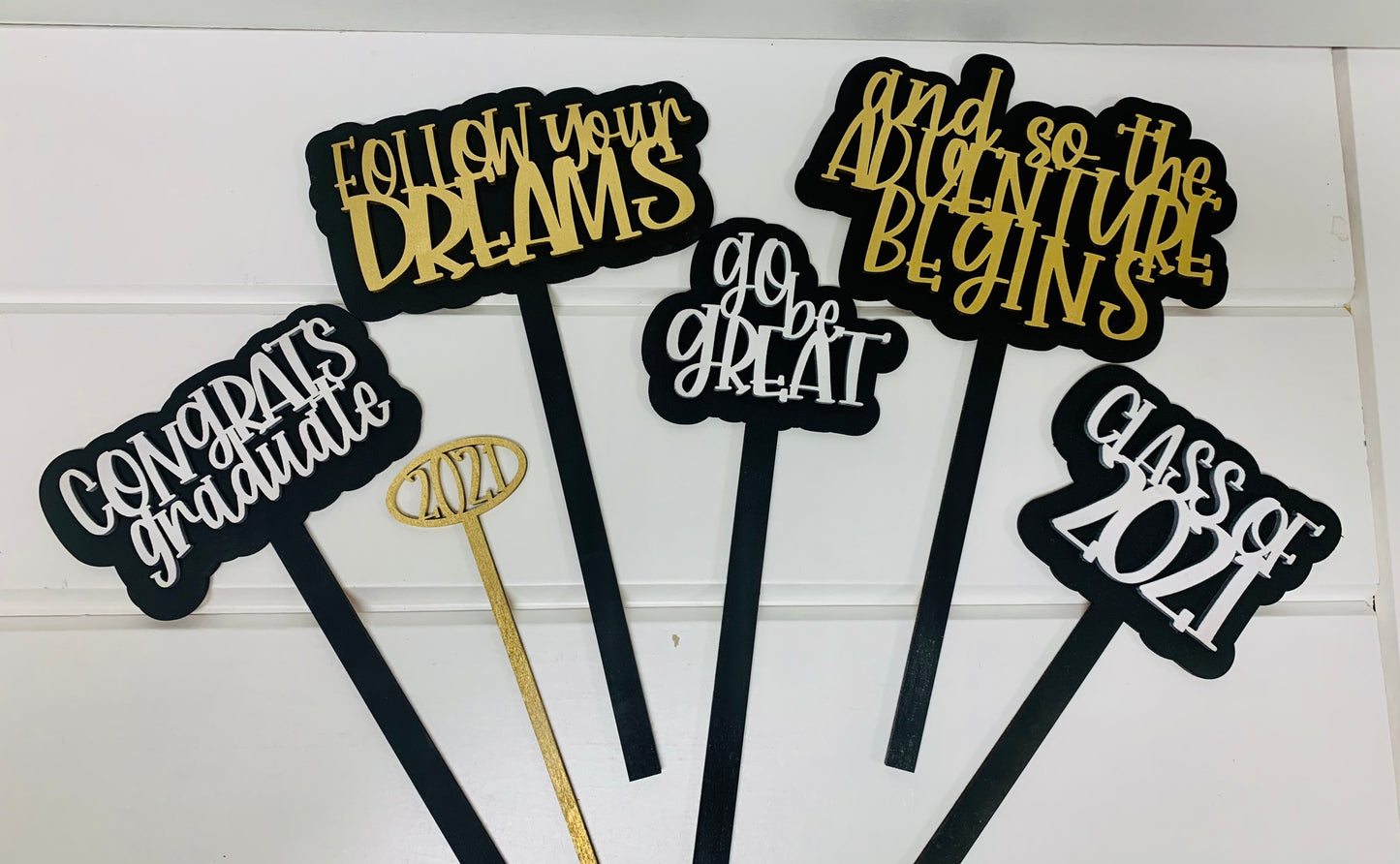 Graduation SVG Mini Signs on Sticks Decorations GLOWFORGE Laser Ready