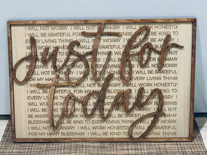 Just for Today: Laser Cut Wood Wall Decor