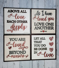 Load image into Gallery viewer, BUNDLE Set of 4 Valentine Love Scripture SVG Laser Ready Files Layered Wood Cut Designs