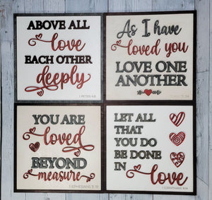 BUNDLE Set of 4 Valentine Love Scripture SVG Laser Ready Files Layered Wood Cut Designs