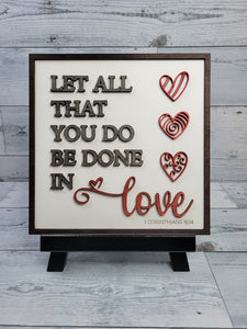 Layered Sign: Let all you do be done in Love 1 Corinthians SVG Laser Ready File
