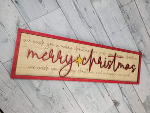 Layered Christmas Sign: We Wish You a Merry Christmas SVG Laser Ready File