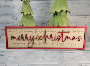 Layered Christmas Sign: We Wish You a Merry Christmas SVG Laser Ready File