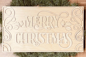 Scrolled Merry Christmas Sign SVG File Laser Ready